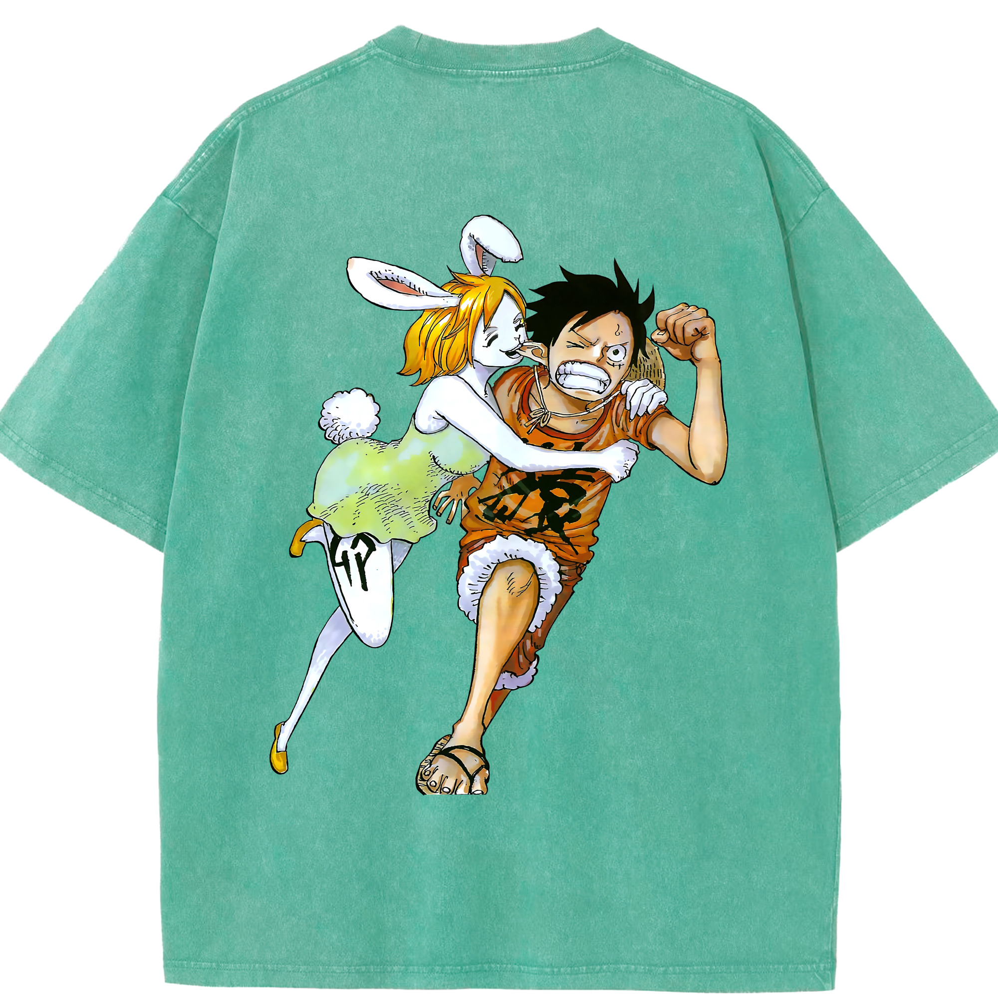 ワンピース モンキー・D・ルフィ ONE PIECE Monkey D. Luffy 綿100% ヴィンテージ風 半袖Tシャツ（背面プリント）